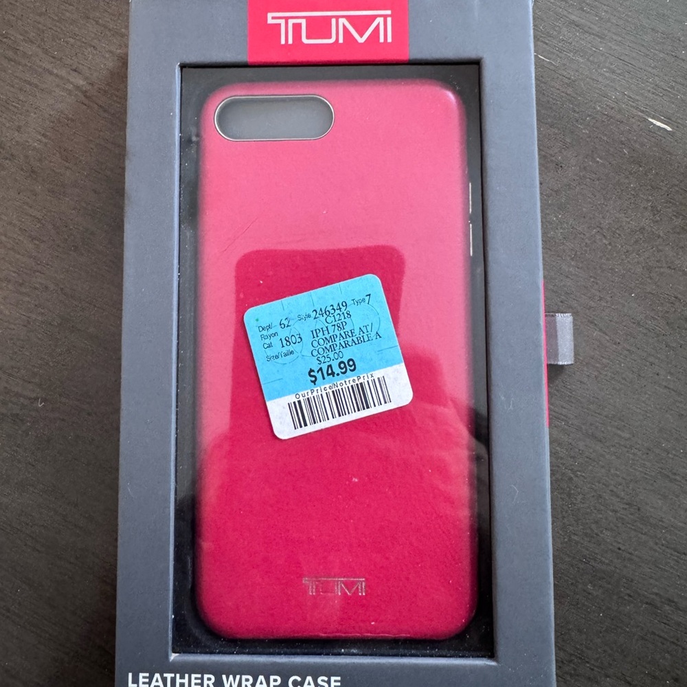 TUMI Vibrant Pink Leather Phone Case